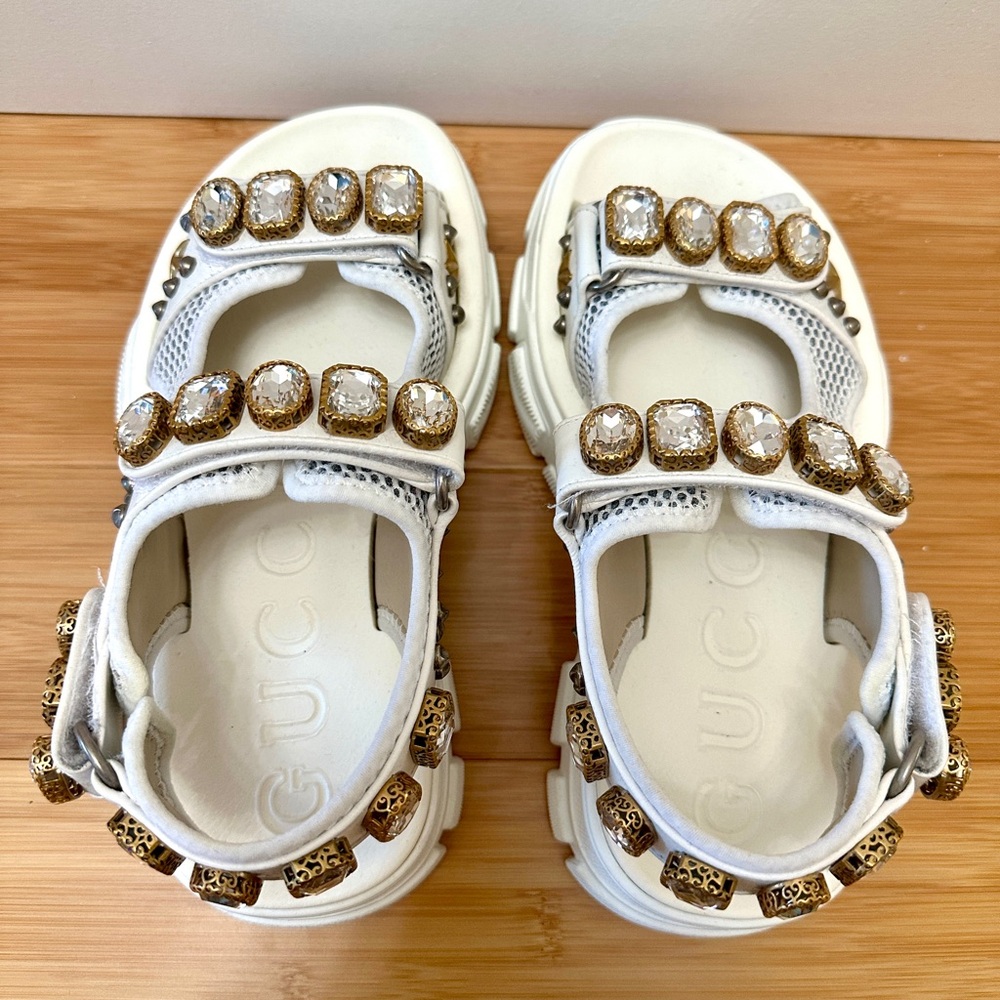 Gucci Crystal Embellished Aguru Sandals - Picture 3 of 6